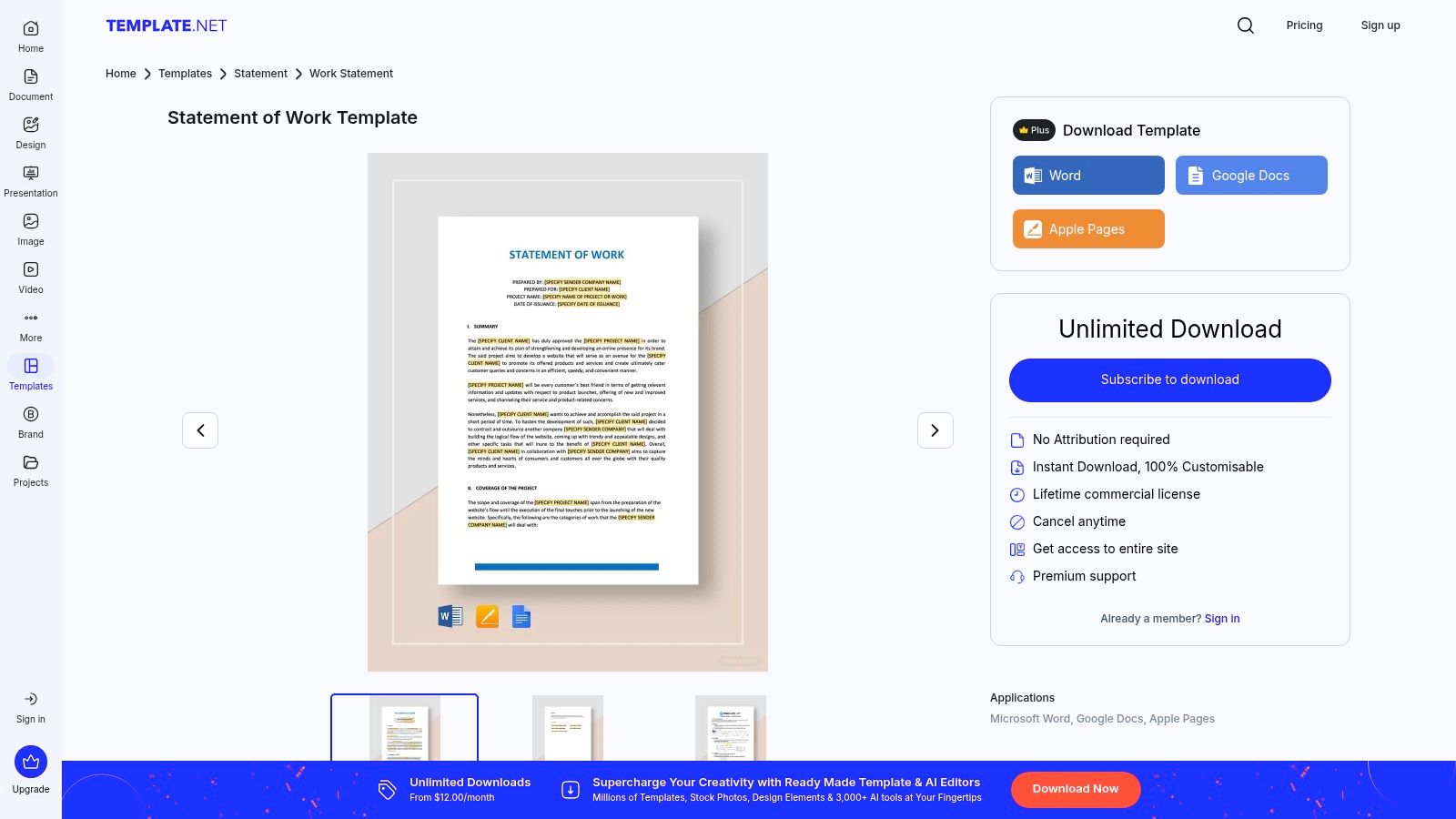 Template.net, Statement of Work Templates (Multiple Formats)